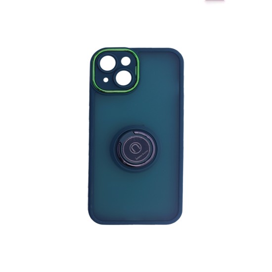 Case with Support Ring For Apple iPhone 14 Smoked Green Case with Support Ring For Apple iPhone 14 Smoked Green